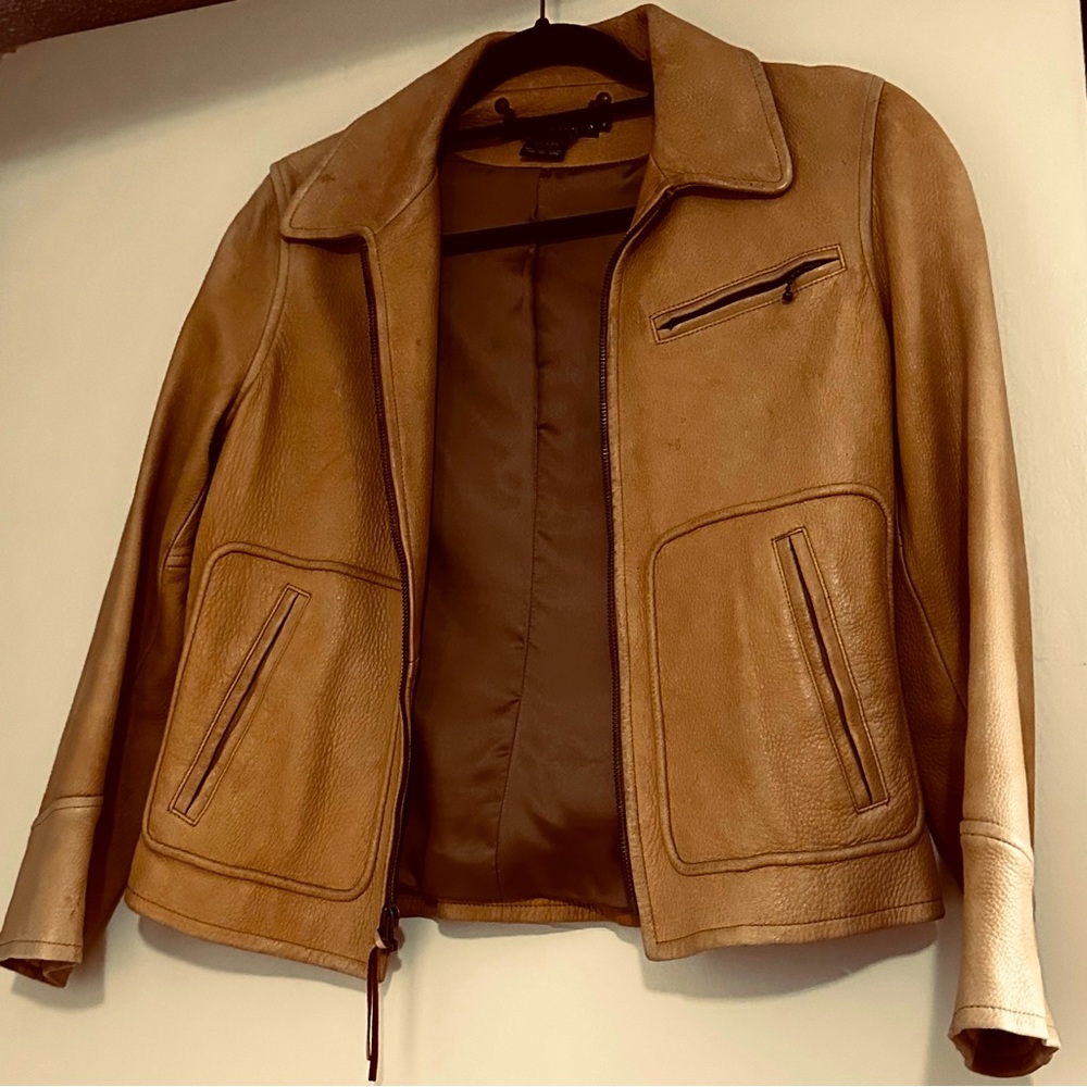 Purple label, Ralph Lauren, butter, soft deerskin leather jacket
